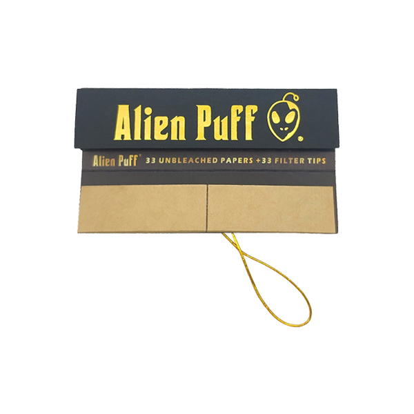 33 Alien Puff Black & Gold King Size Elastic Band Unbleached Papers + Filter Tips