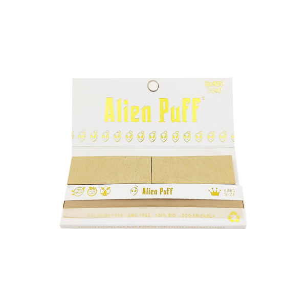 33 Alien Puff White & Gold King Size Unbleached Brown Rolling Papers